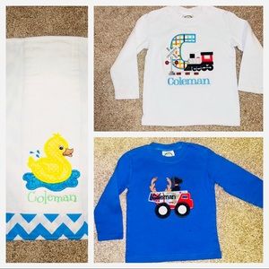 COLEMAN - monogrammed shirts/burp cloth/hat